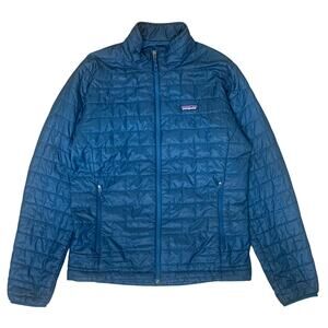 PATAGONIA Nano Puff Jacket Men Medium Crater Blue Quilt Full Zip 84212 GUC *Tear